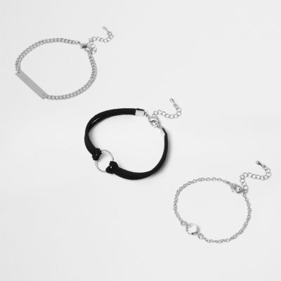 Silver tone circle bracelet multipack